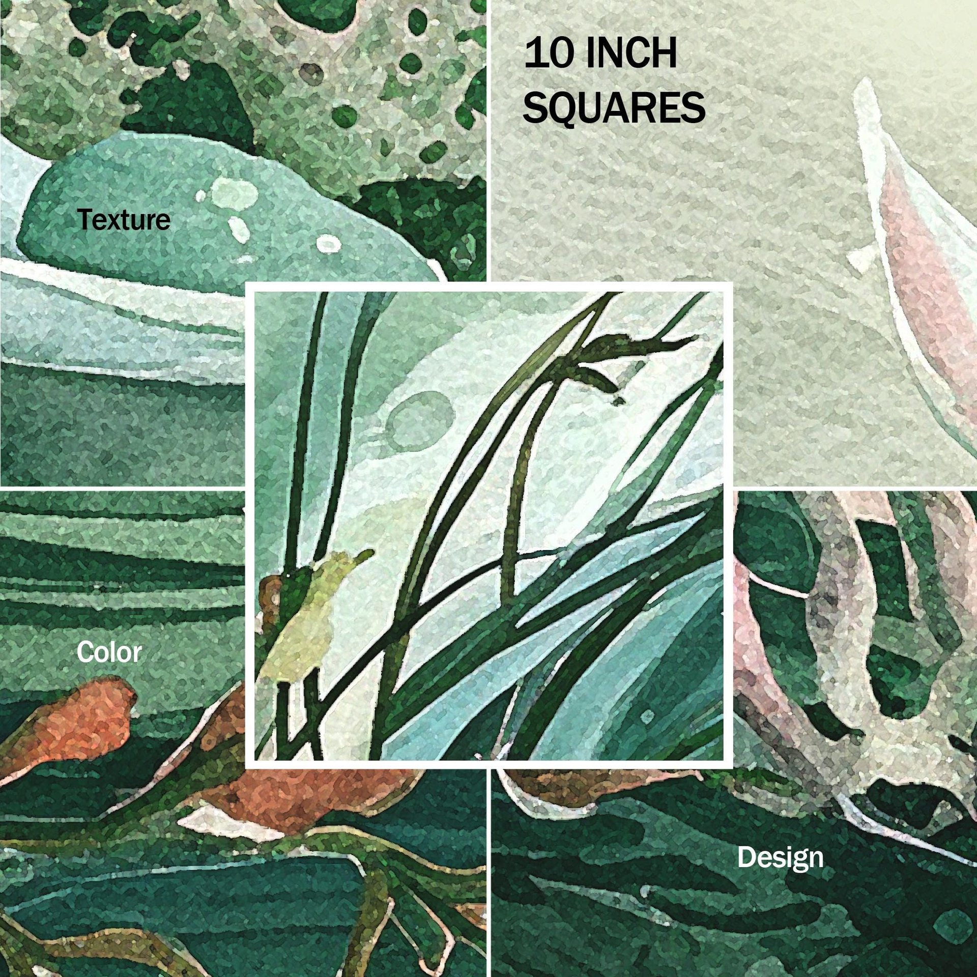 Green Tropical Coral Reef Shower Curtain collage