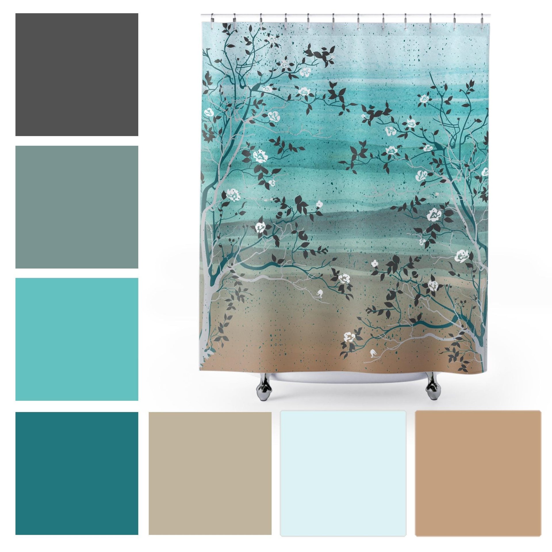 Tropical Beach Shower Curtain color palette swatches