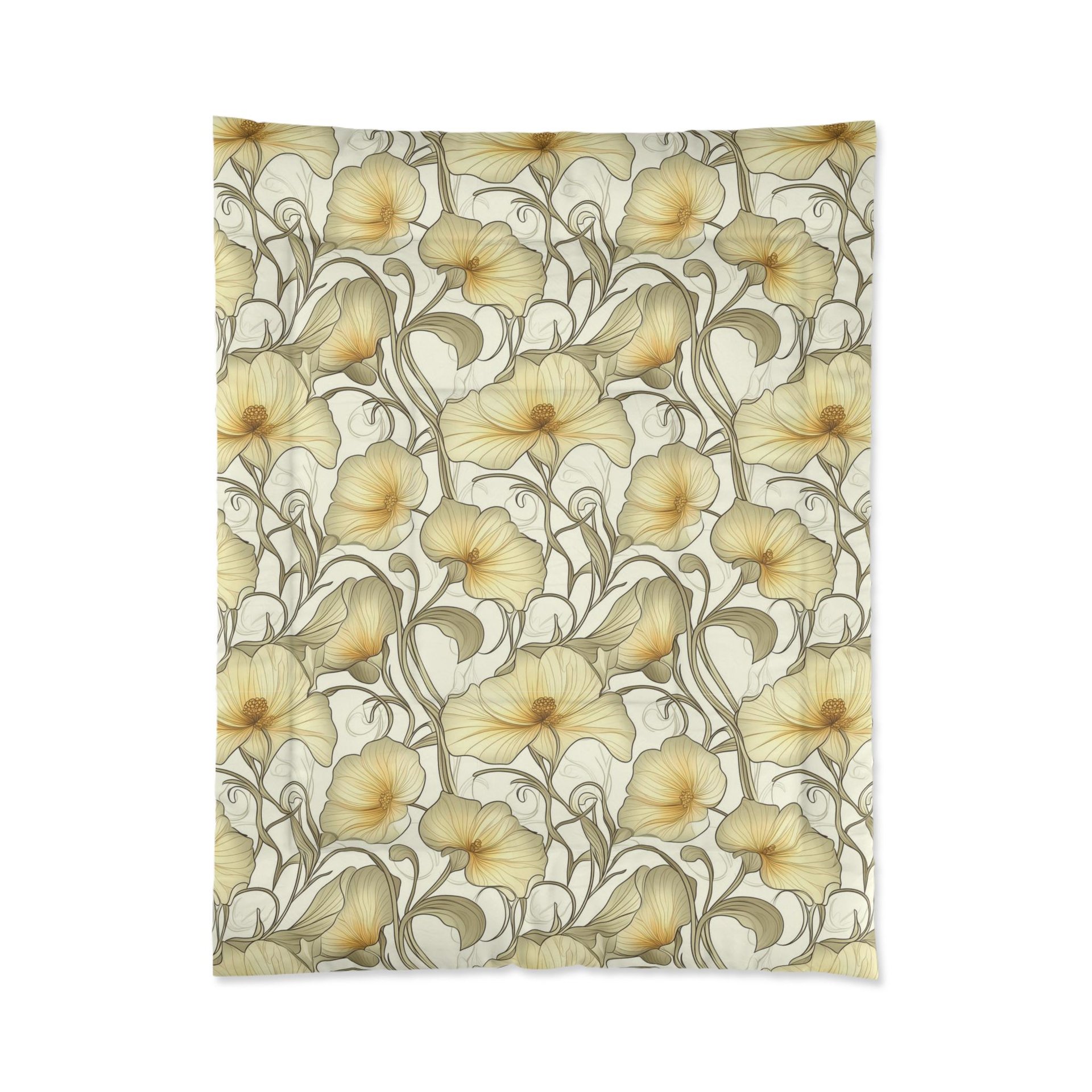 Ivory Flowers Art Nouveau twin comforter