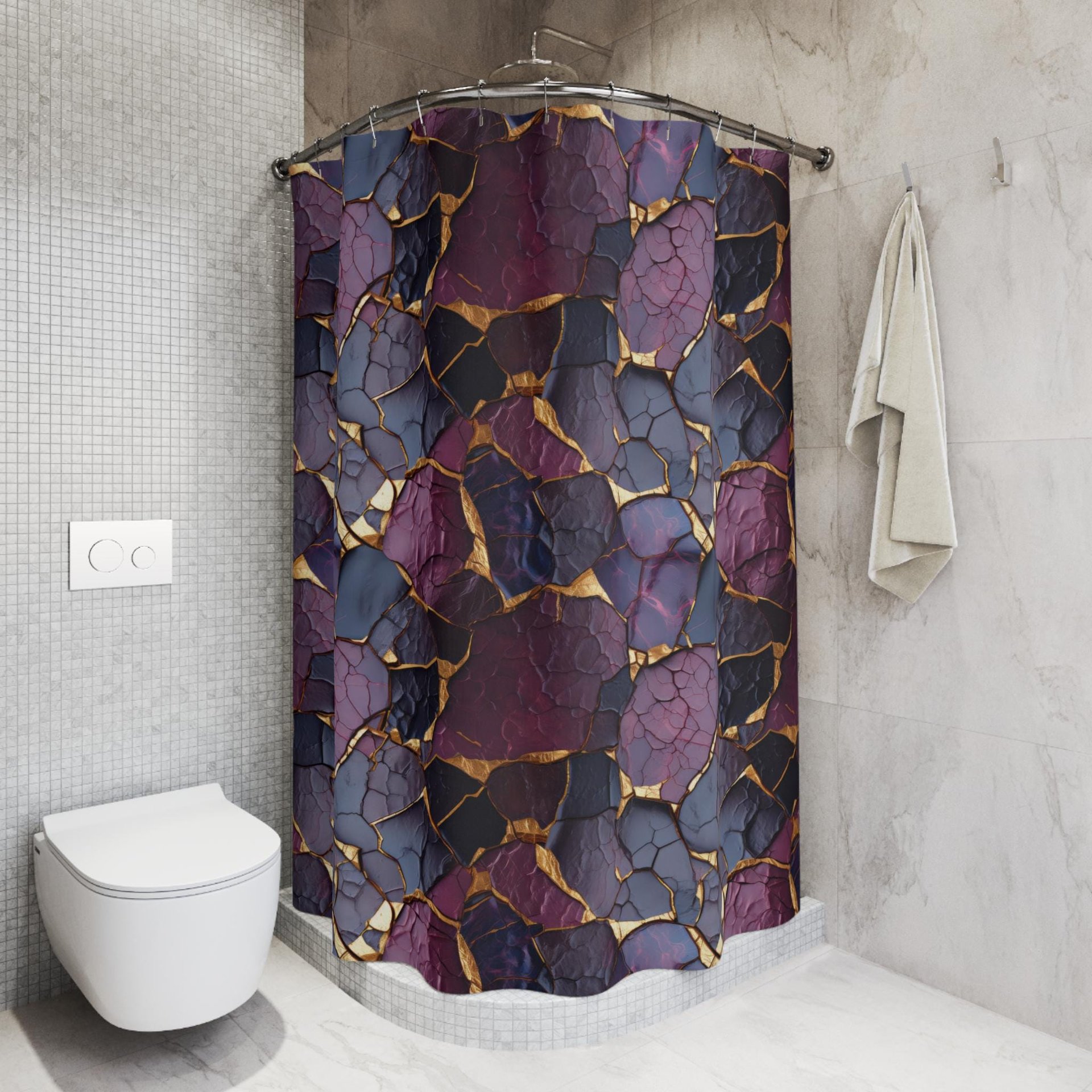 Purple and Gold Kintsugi Shower Curtain