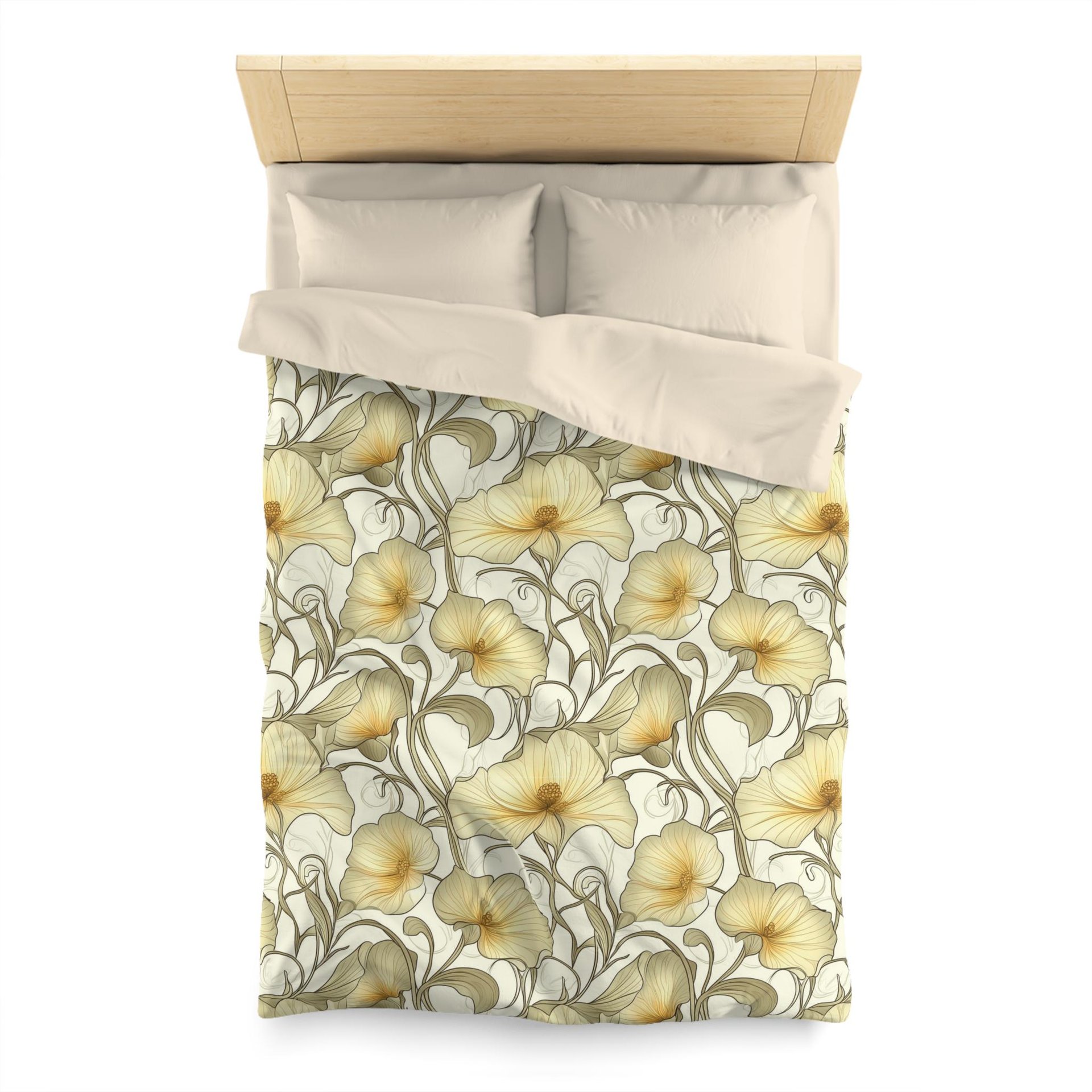 Ivory Flowers Art Nouveau twin duvet cover