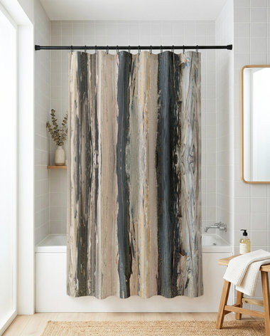 Neutral Modern Art Striped Shower Curtain