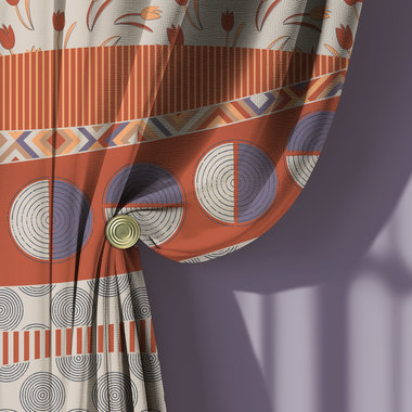 Terracotta and Lavender Abstract Geometric Window Curtains Left panel