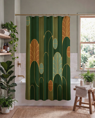 Forest Green Minimalist Art Deco Shower Curtain