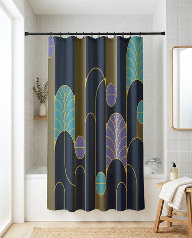 Navy Blue Art Deco Shower Curtain