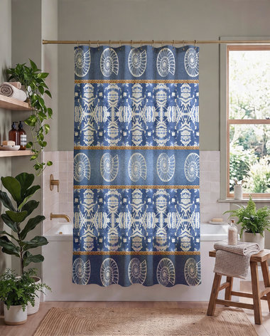 Blue Bohemian Beach Shower Curtain