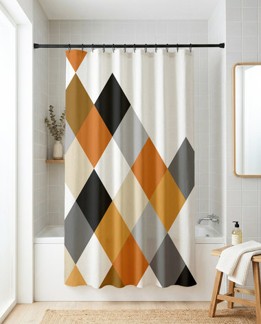 Burnt Orange Modern Geometric Shower Curtain