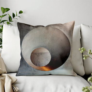 Minimalist Concrete Circle Art Throw Pillow – Modern Industrial Decor