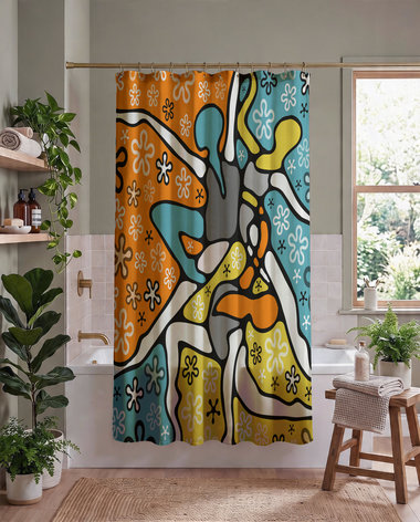 Funky Mid-Century Modern Dancers Shower Curtain