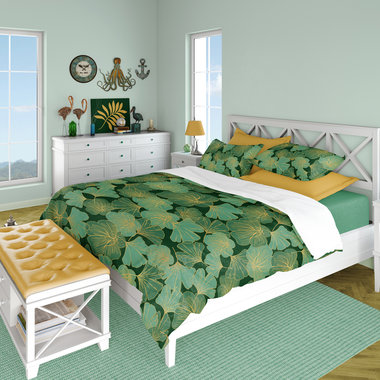 Green and Gold Asian Leaf Bedding
