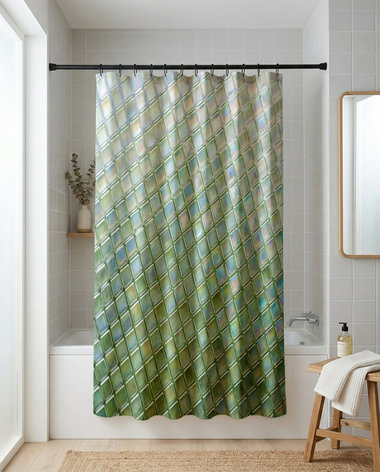 Green Ombré Tile Shower Curtain