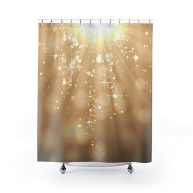 Gold Bokeh Lights Shower Curtain, Hollywood Glam Style