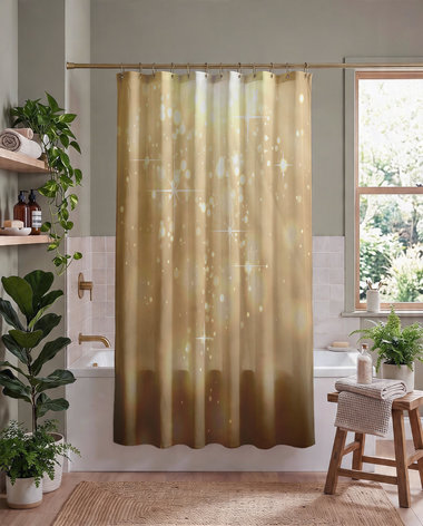 Gold Bokeh Lights Shower Curtain, Hollywood Glam Style