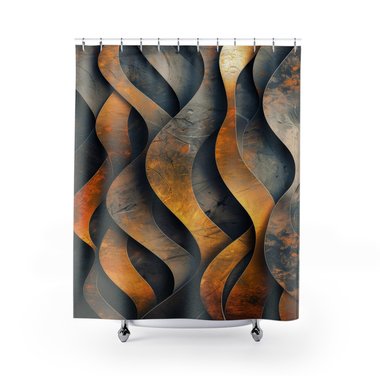 Tooled leather 3D Industrial Shower Curtain 