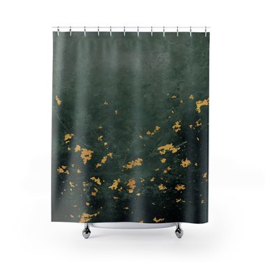 Abstract Green Gray Ombré and Gold Shower Curtain