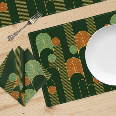Forest Green Art Deco Table Linen Set
