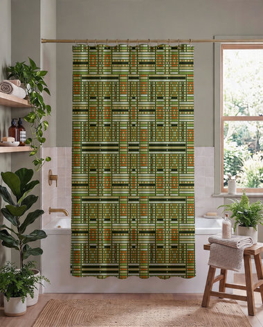 Beadwork Shower Curtain, Ethnic Tribal Weave Design