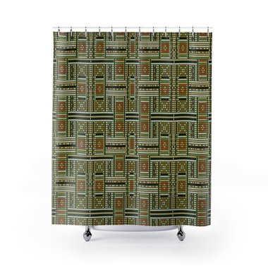 Beadwork Shower Curtain, Ethnic Tribal Weave Design