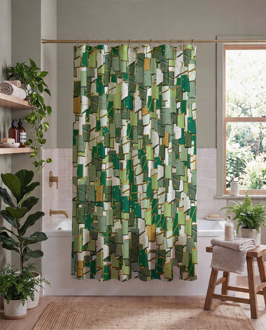 Green Rustic Lodge Style Shower Curtain