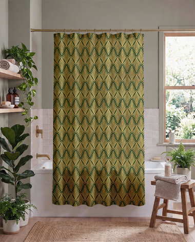 Floral Art Deco Shower Curtain, Bath Mat