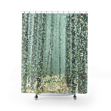 Green Trees Mosaic Shower Curtain