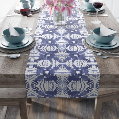 Blue Ikat Table Runner