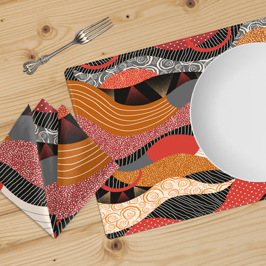 Multicolor Abstract Shapes Table Linen Set