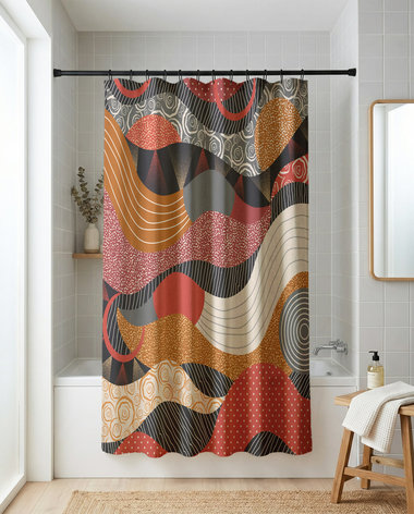 Modern Multicolor Shapes Abstract Art Shower Curtain