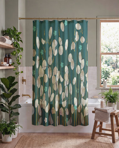 Lunaria Plant Shower Curtain, Bath Mat