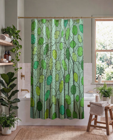 Green Honesty Plant Shower Curtain