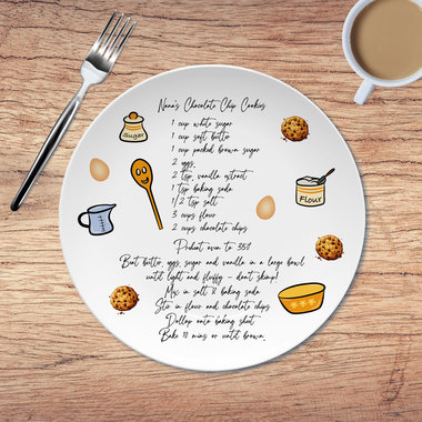Personalized Handwritten Recipe Gift Plate with Display Stand 