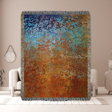 Abstract Ombré Woven Blanket in Southwestern Colors