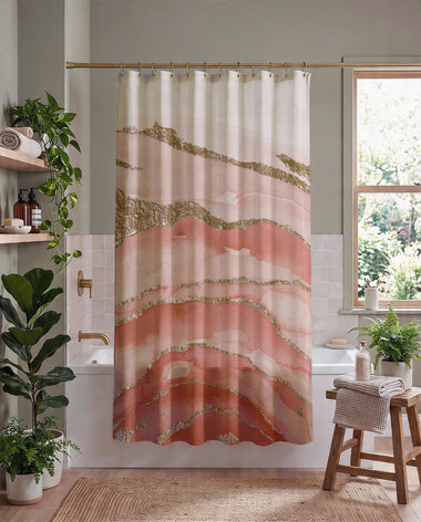 Pink Marble Shower Curtain