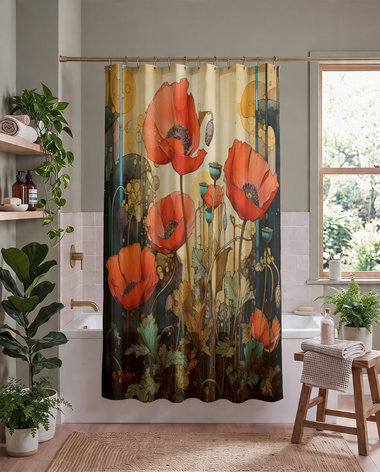 Art Nouveau Poppy Shower Curtain