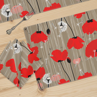 Red Poppy Table Linen Set