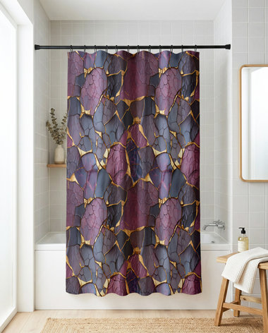 Purple and Gold Kintsugi Shower Curtain