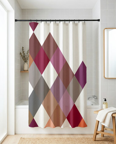 Purple Large Squares Shower Curtain