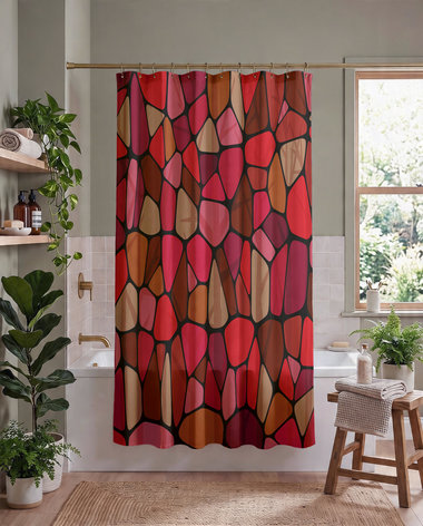 Red Stained Glass Shower Curtain