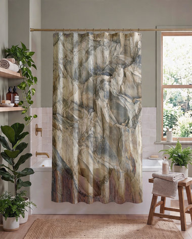 Granite Rock Shower Curtain, Bath Mat