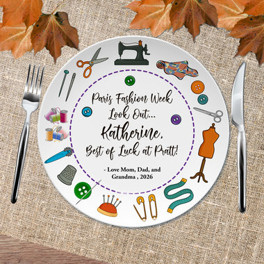 Personalized Sewing Plate, Retirement or Graduation Gift