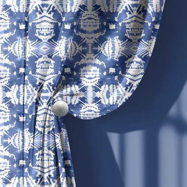 Japanese Shibori Tie-Dye Window Curtains, Rod Pocket Panels