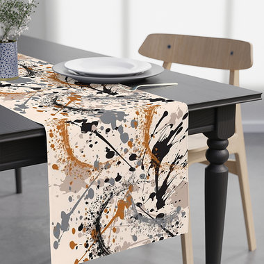 Neutral Paint Spatter Table Runner