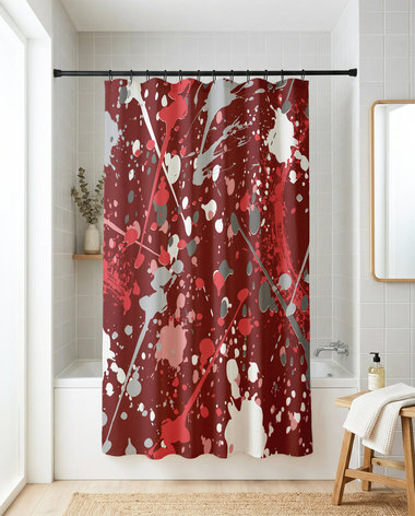 Burgundy Paint Spatter Shower Curtain