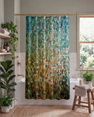 Aqua Mosaic Shower Curtain