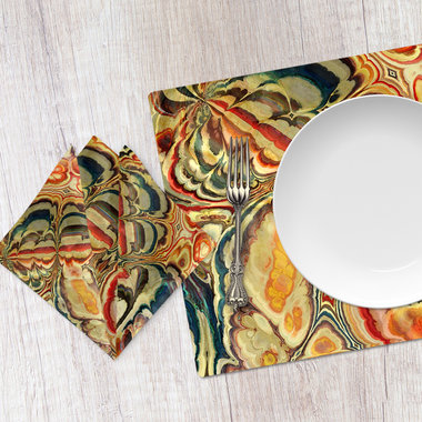 Vintage Parisian style paint pour placemats and napkins