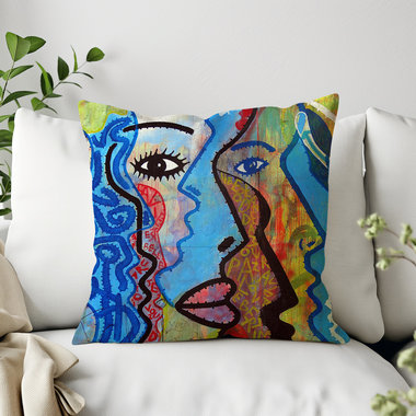 Modern Faces Graffiti Art Pillow