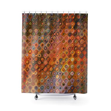 Burnt orange Tile Pattern Shower Curtain