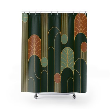 Forest Green Minimalist Art Deco Shower Curtain