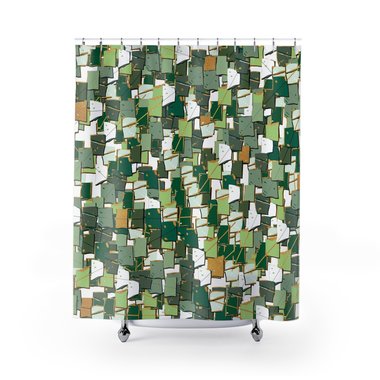 Green Rustic Lodge Style Shower Curtain