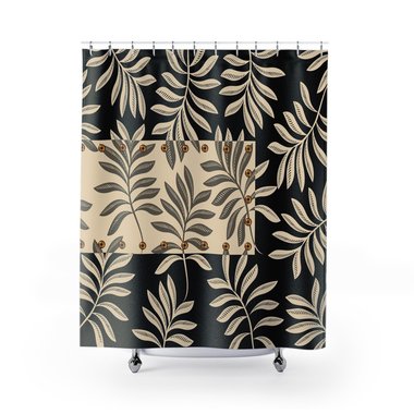 Neutral Leaf pattern industrial Shower Curtain